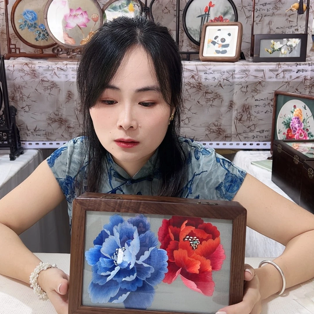 沐***荷织绣苏绣首饰盒手工