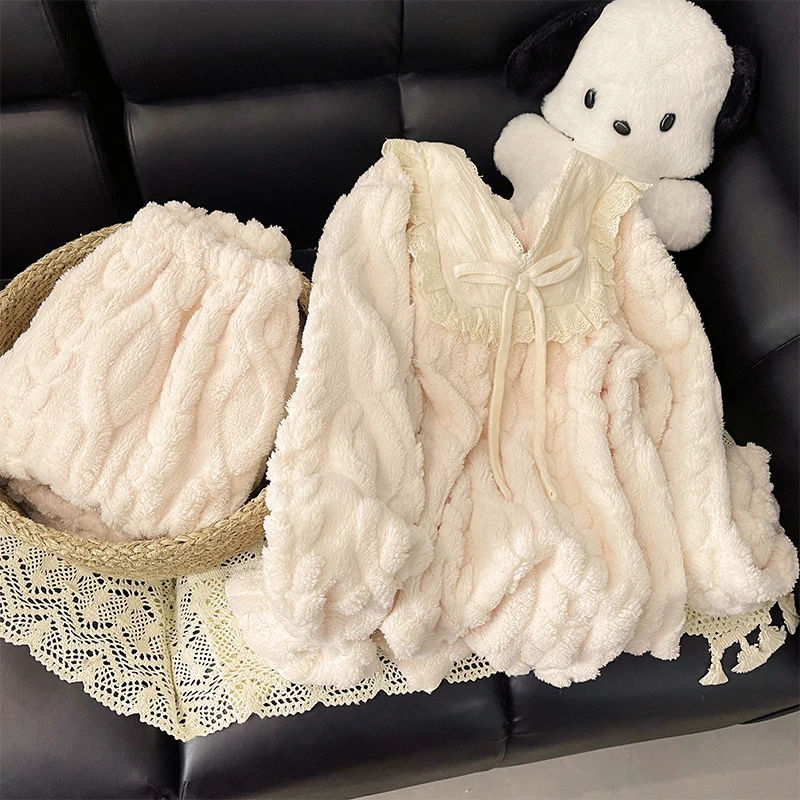 珊瑚绒睡衣女款秋冬季加绒加厚法兰绒2025新款甜美公主风家居服冬