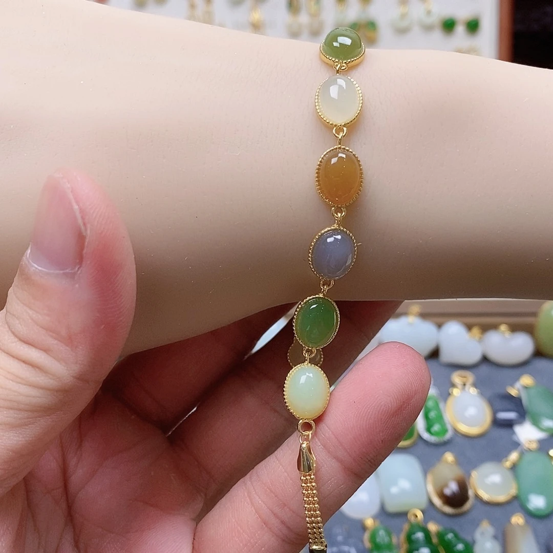 敷***衍手链银S925镶嵌和田玉