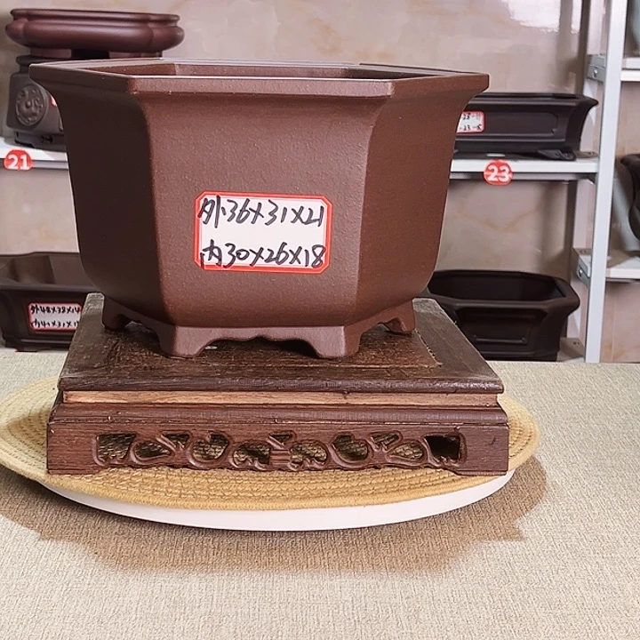 来***莲紫砂花盆紫砂花盆