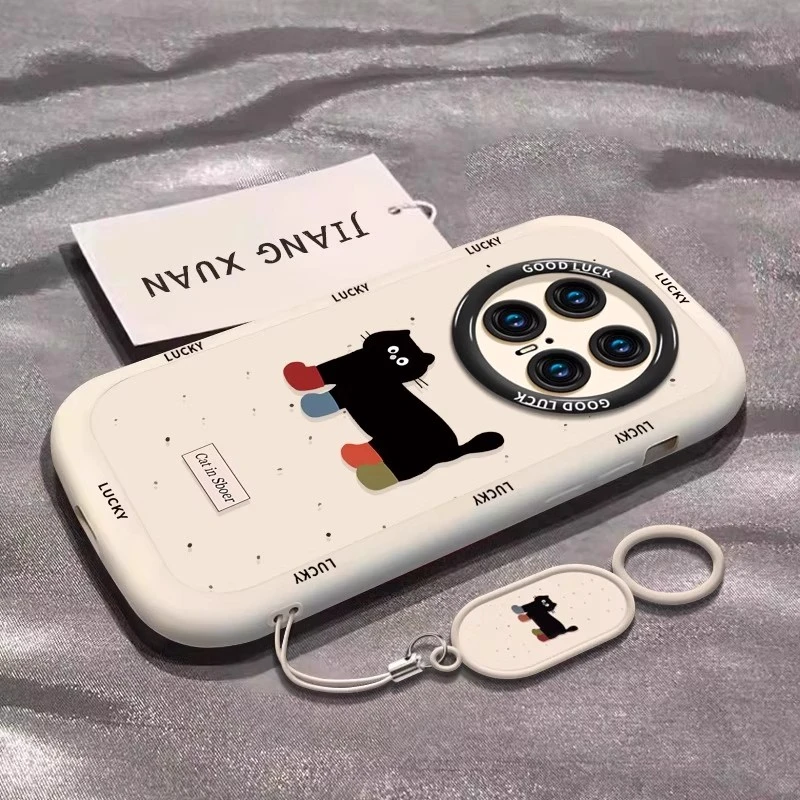 适用华为mate70pro新款手机壳mate60pro全包硅胶防摔50泼墨猫咪