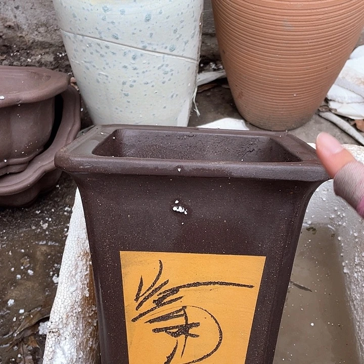 紫砂19黄四方花盆花盆