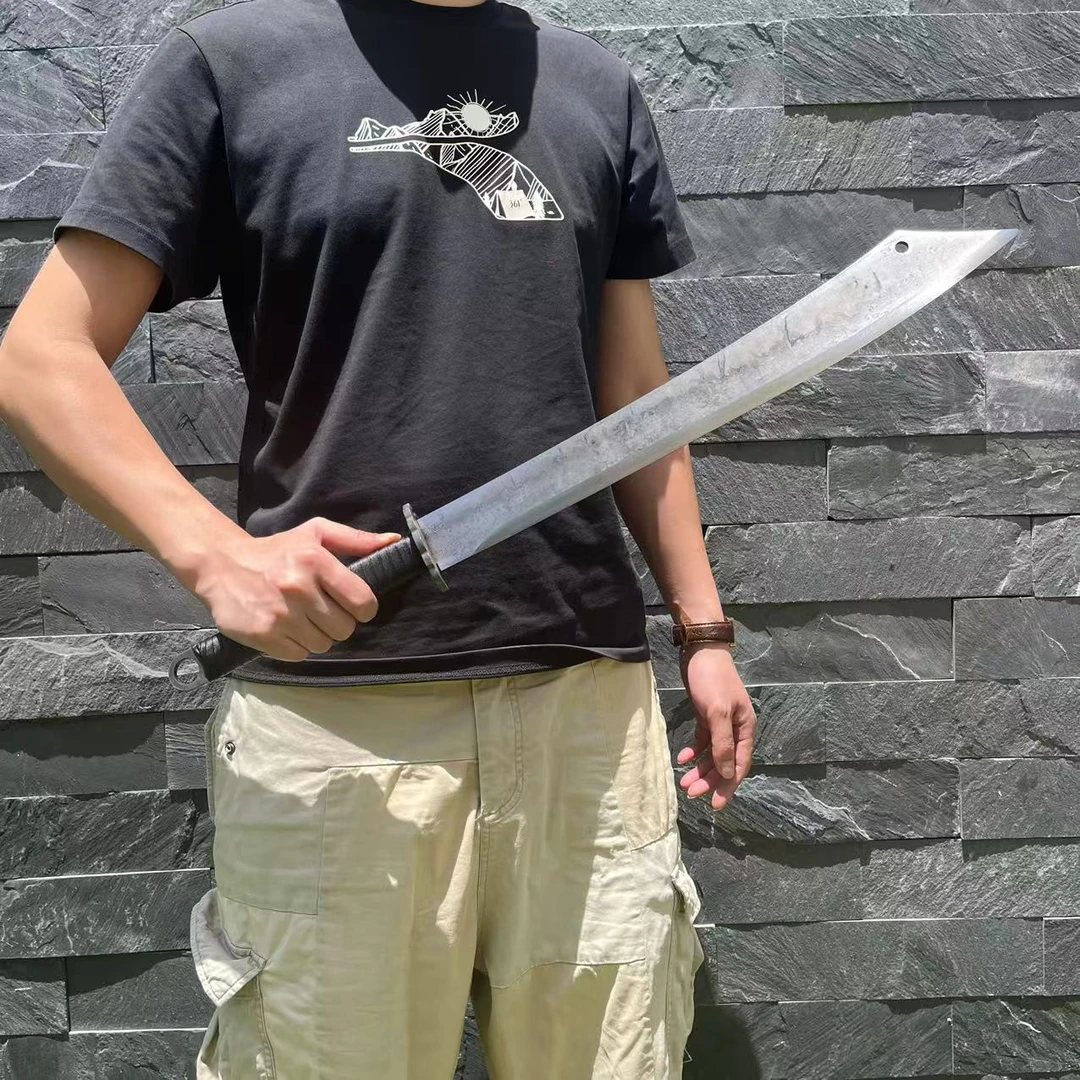 龙泉刀剑古法淬火回火一体高锰钢红军刀唐横刀工艺品把玩未开刃