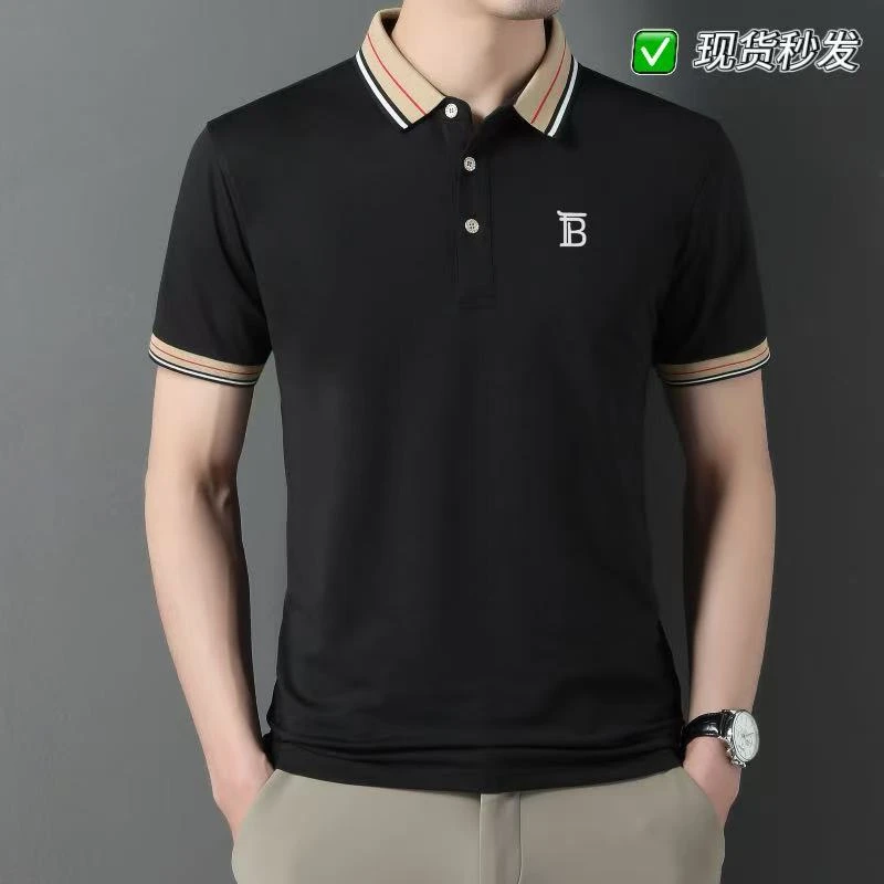 英伦轻奢2025夏季新款纯棉刺绣POLO衫休闲翻领男士高档时尚短袖