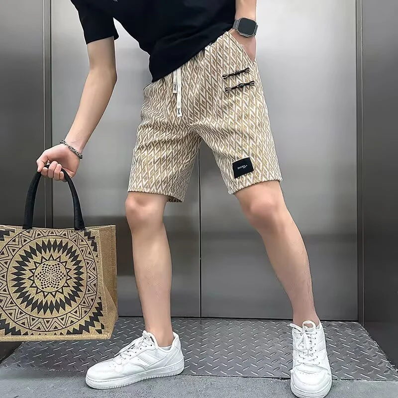 高级感格子短裤男潮牌休闲痞帅五分男裤2025新款男士夏季薄款裤子