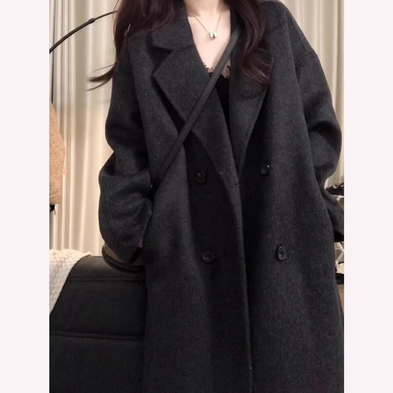 毛呢大衣男女同款氛围中长款轻熟风男装高级感德系秋冬加厚外套