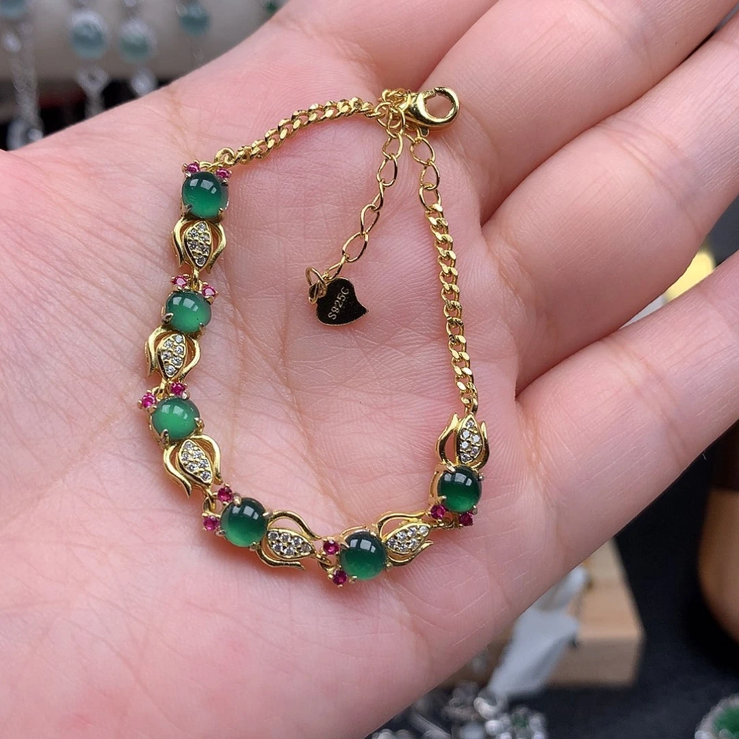 银S925镶嵌手链翡翠