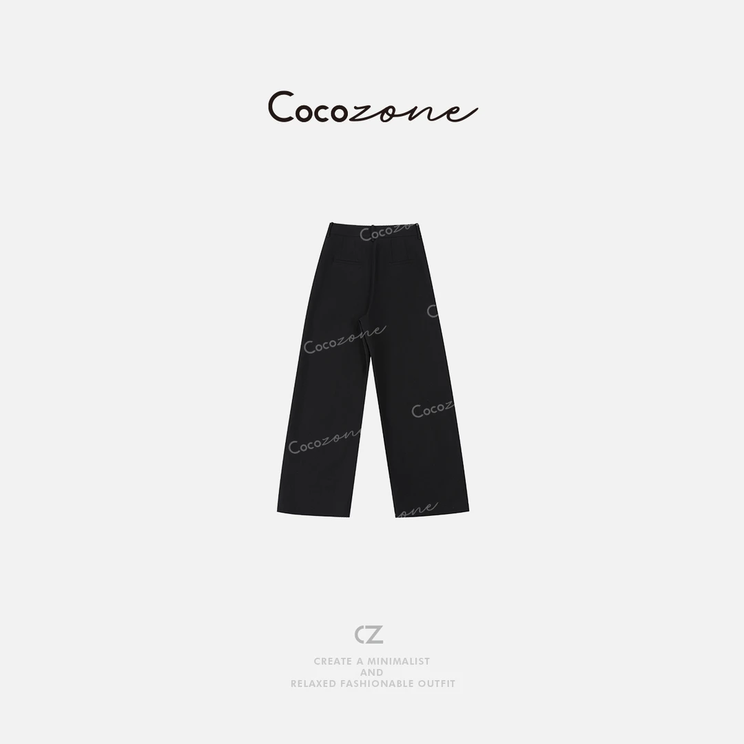 COCO ZONE 刘一一新款高级感百搭阔腿休闲裤CD1A0534