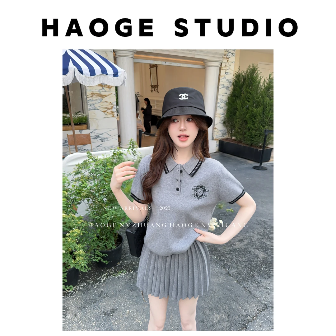 初·Chu●格雷系少女C5TZ4921A上衣+半身裙预短款时尚小众减龄风