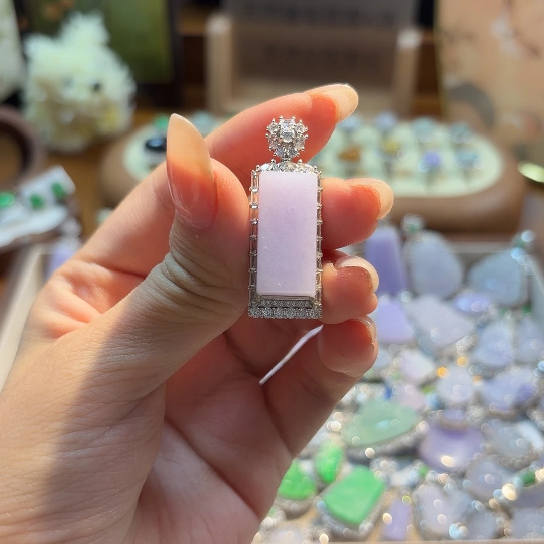 翡翠银S925镶嵌吊坠(不含链)