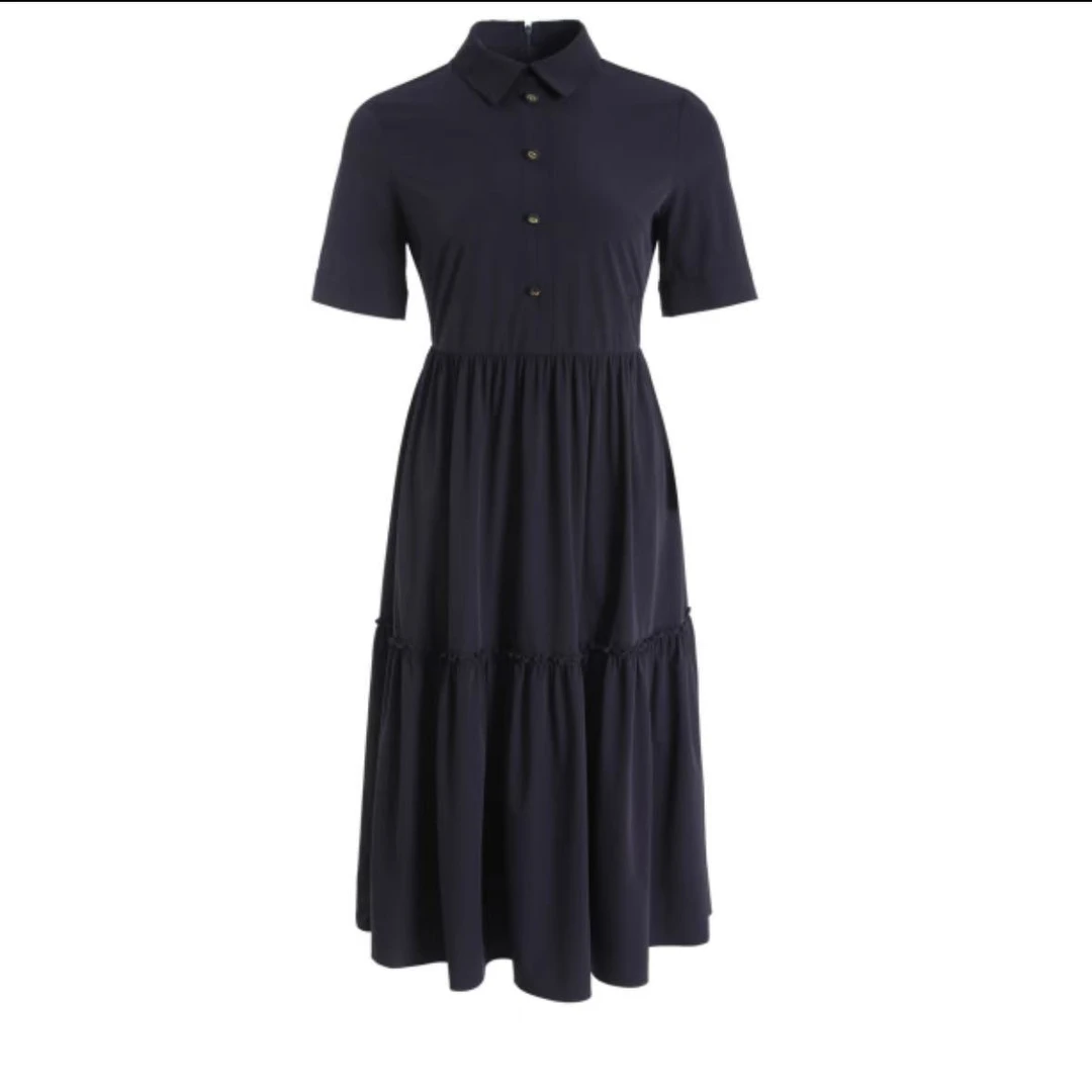 夏季新款法式优雅时尚黑色气质收腰显瘦衬衫连衣裙M53LYQ18（0081）