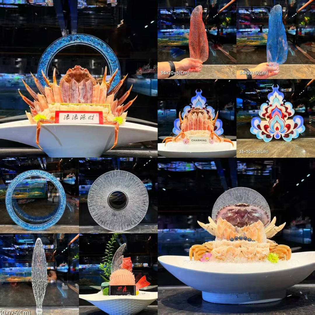 海鲜姿造装饰摆件意境菜品盘饰餐饮刺身摆盘装饰创意摆件酒店