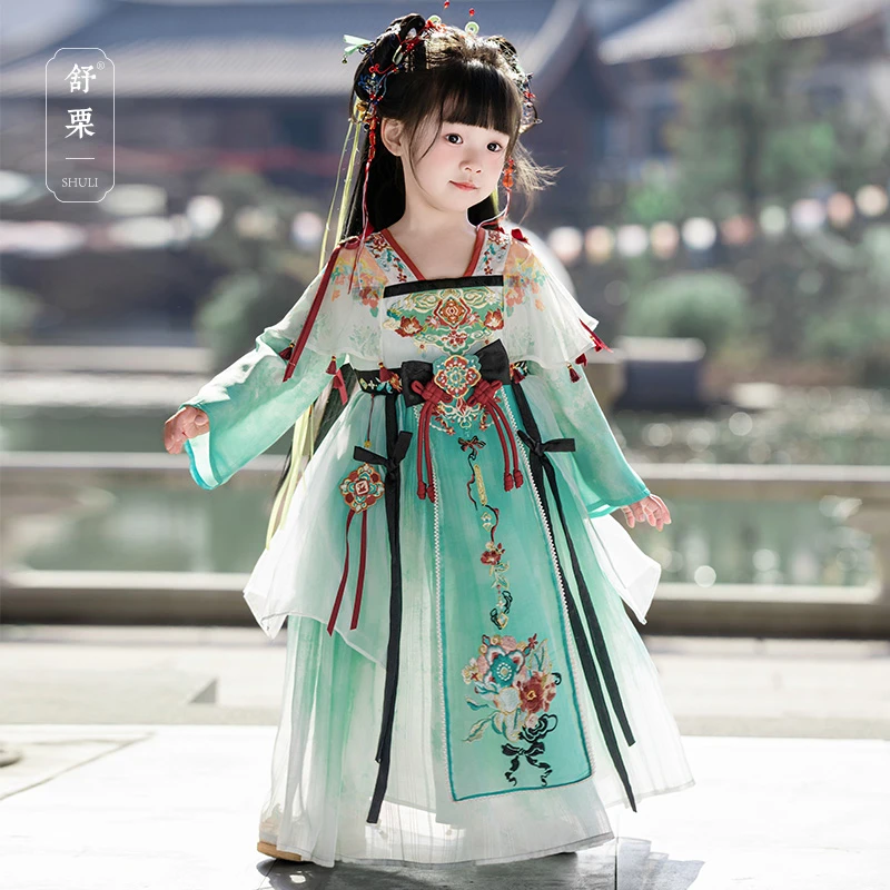 【卿卿】仙侠风2025新款汉服女童中国风古装女童连衣裙儿童女舒栗