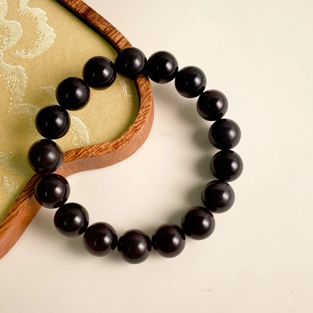 12mm正宗正版天然和田玉青海烟紫帝王紫手串珠链珠串珠宝