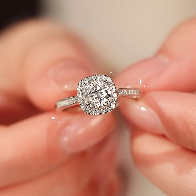 胖东同款小方糖戒指莫桑钻爆款1克