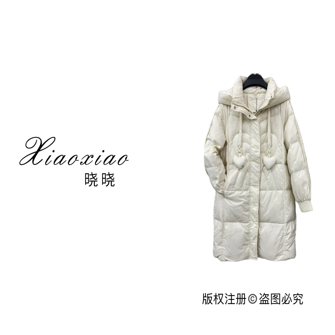 【晓晓女装】2807长款羽绒服时尚女款设计师连帽加厚