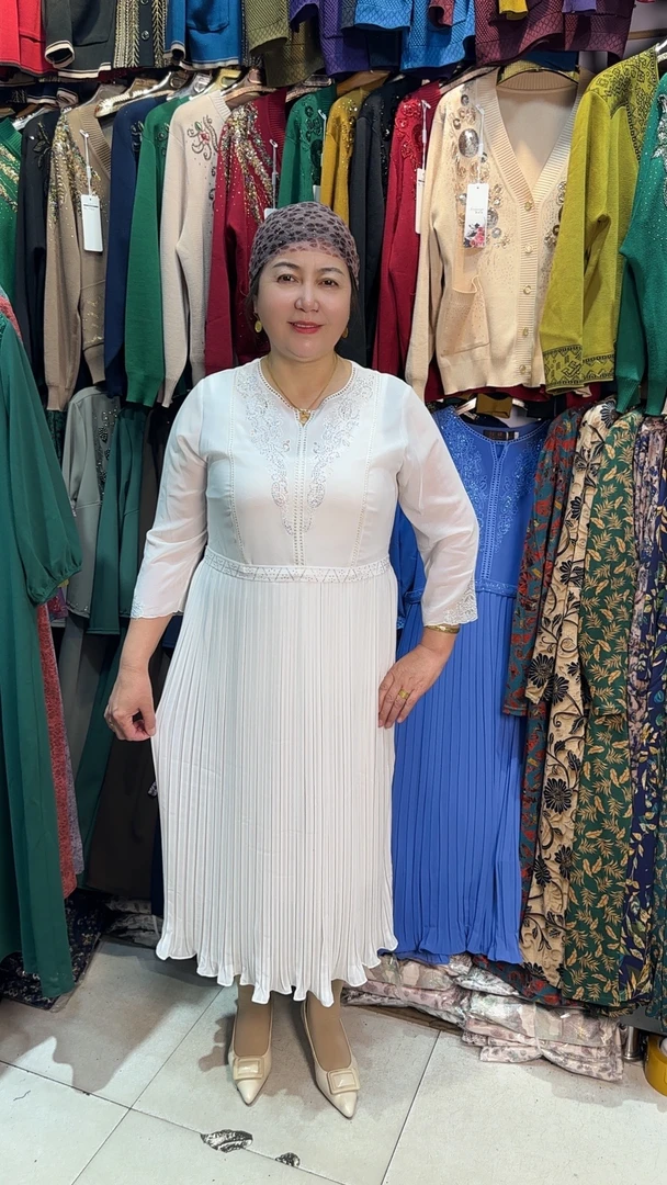 【新疆包邮】亚麻纱修身显瘦气质法式收腰新疆中老年长裙