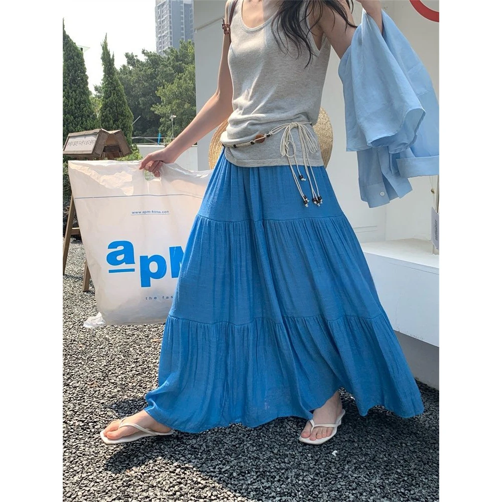 老钱风松弛感女装贵气K清新减龄飘逸大摆长裙女夏季新款时尚百搭