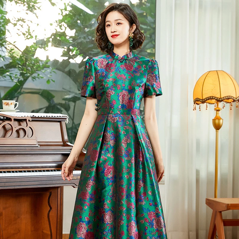 [千蚕云锦]中国风改良旗袍连衣裙春夏2025年新款日常改良款25013