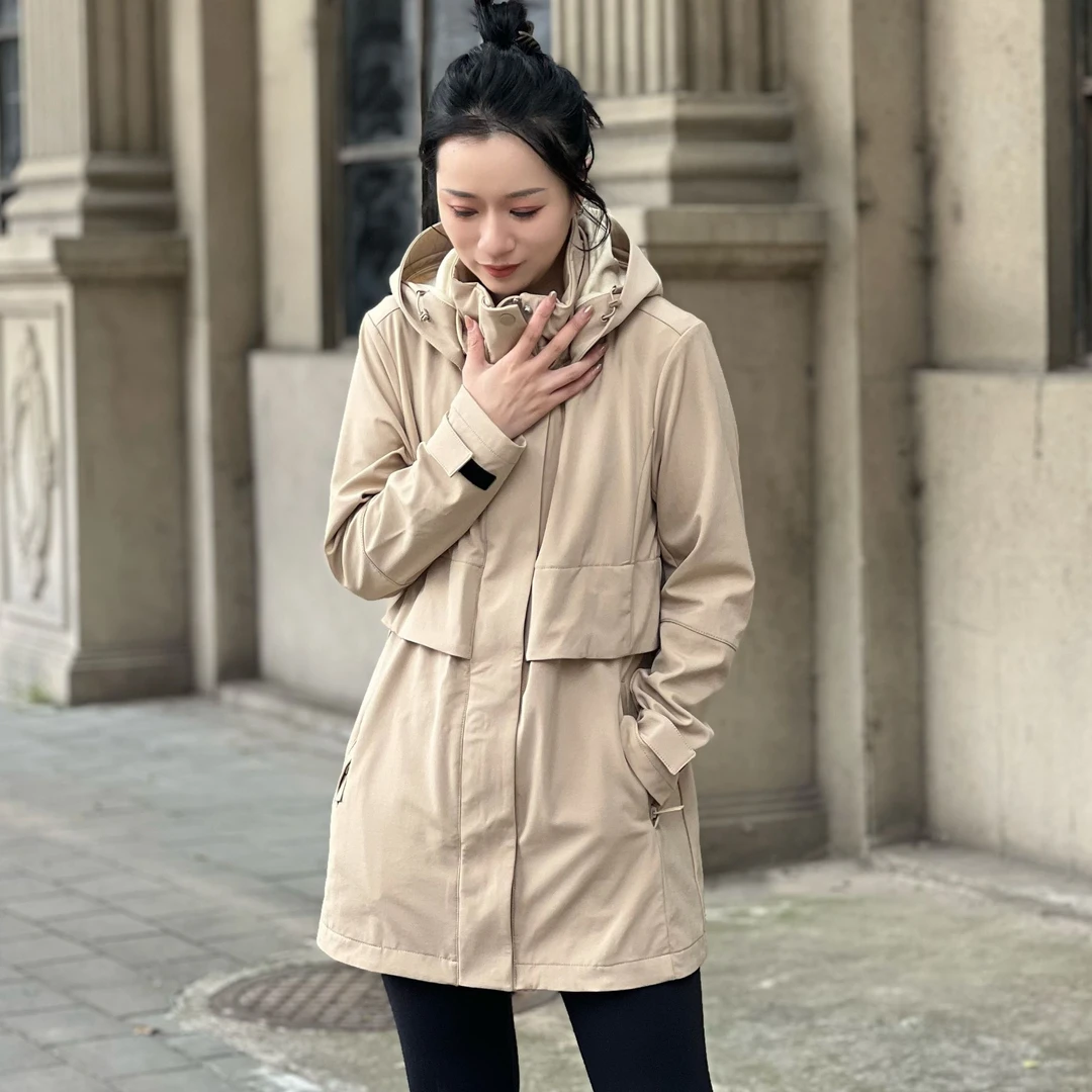 櫟丝御锦柞蚕丝女士中长款外套收腰抽绳秋季休闲百搭 L24M22WL