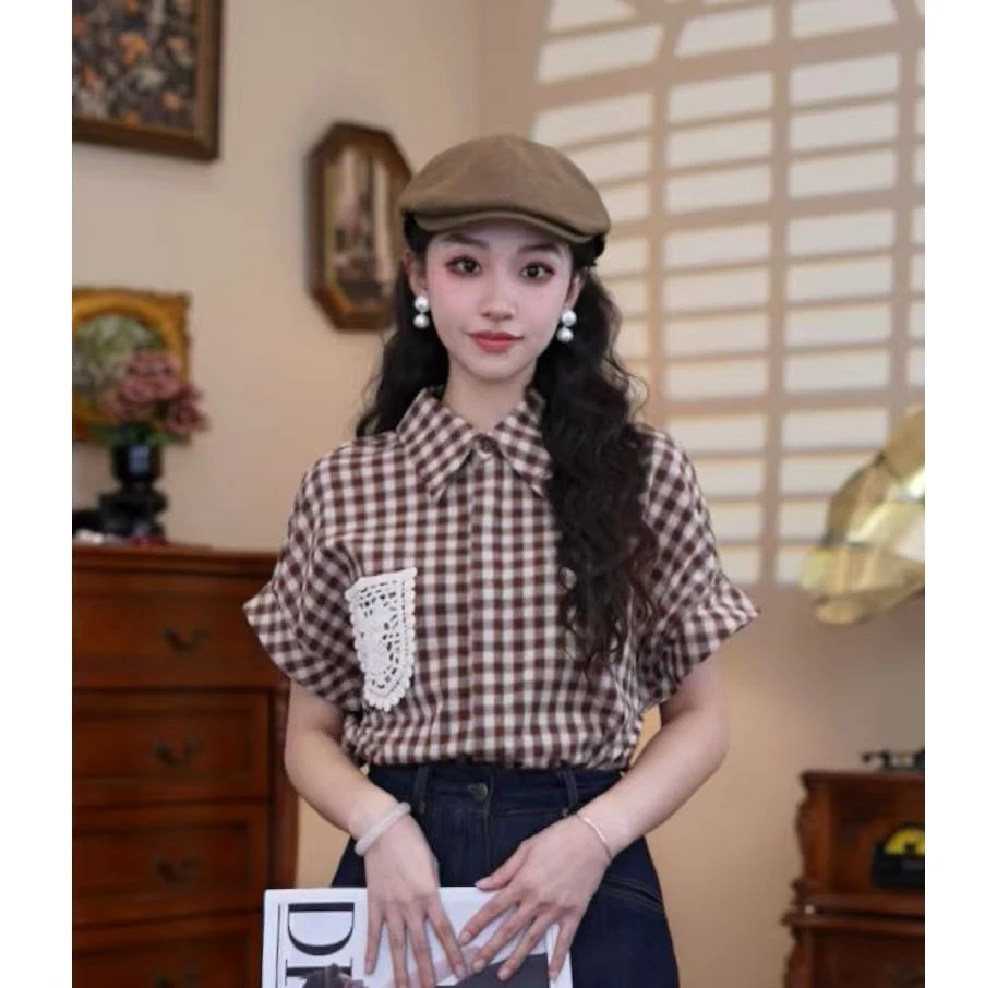 富贵【夏日格调】港味复古时尚气质短袖上衣02275