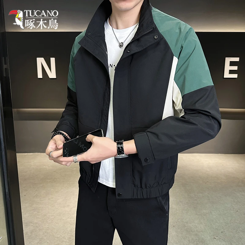 TUCANO/啄木鳥时尚帅气拼接立领夹克男潮牌百搭外套休闲上衣2525