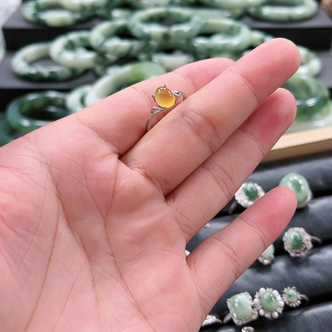 【闪购商品】银S925镶嵌岫玉戒指