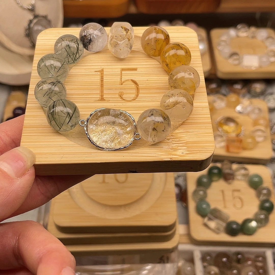 烟晶手链合金青*水晶