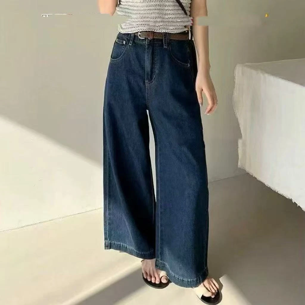 【裤长XX】夏季常规韩版高腰牛仔裤无弹力阔腿裤直筒显瘦百搭1962