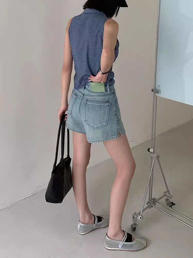 M.Duo【67066】2025夏季时尚百搭显瘦复古牛仔短裤