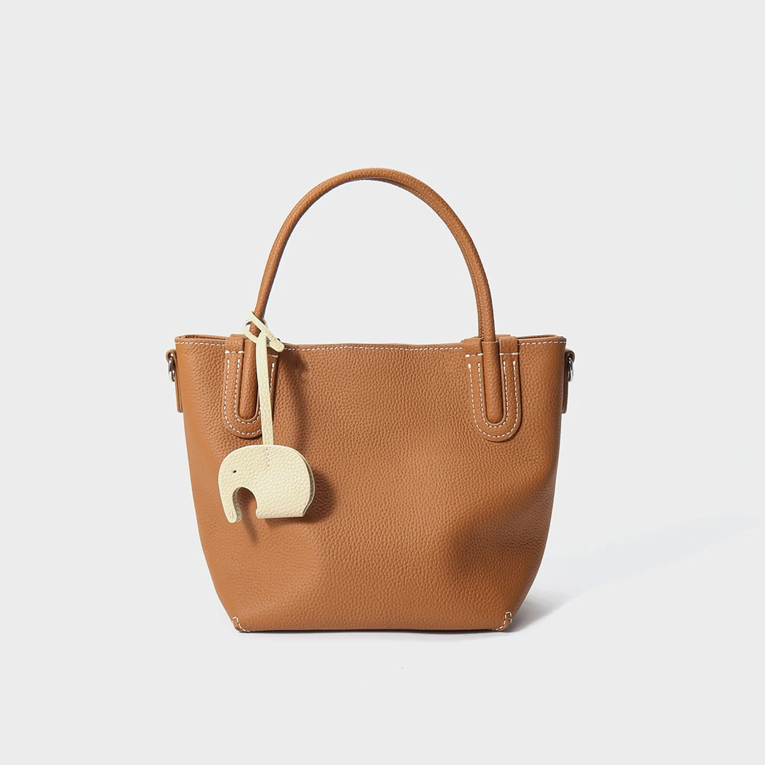 女士包包菜篮子包新款单肩斜挎包高级感通勤手提头层牛皮女水桶包