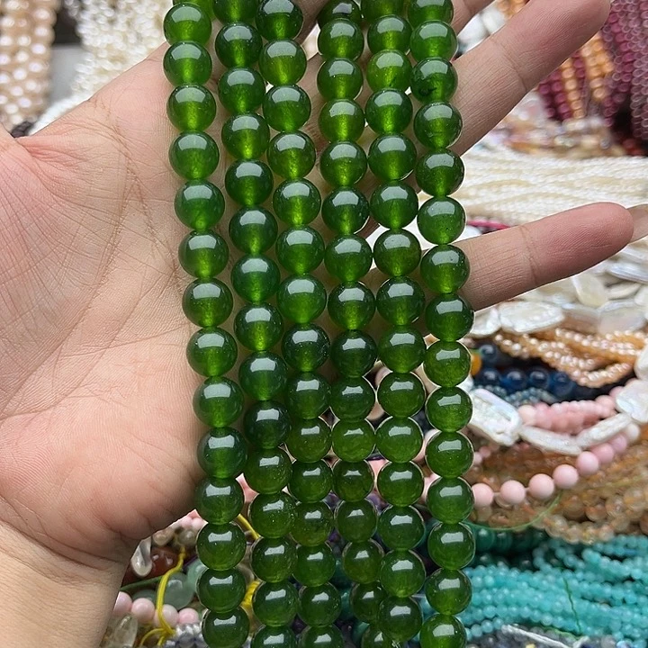 玛瑙/玉髓未镶嵌珠宝半成品一条10mm碧玉