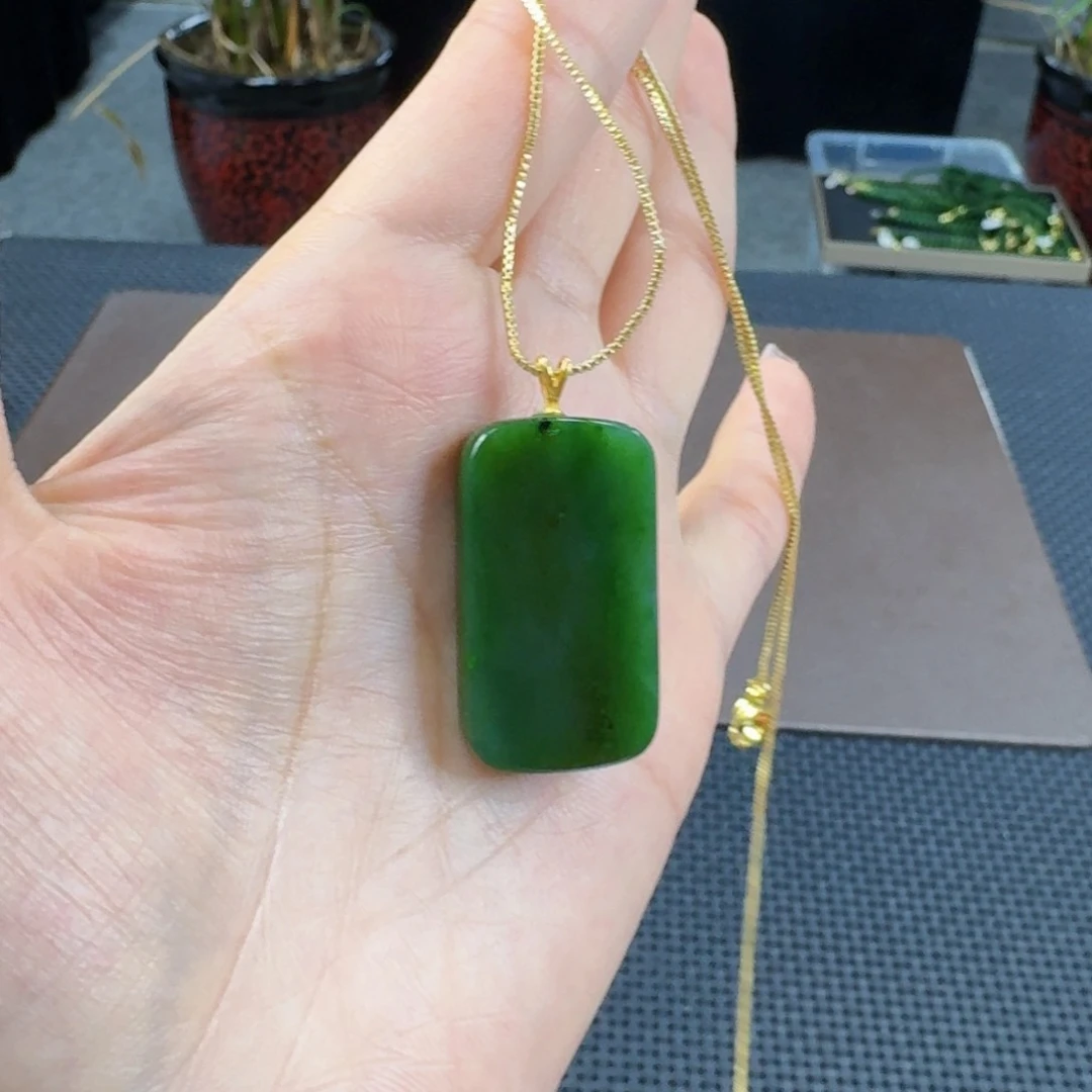 和田玉（碧玉）银S925镶嵌颈饰