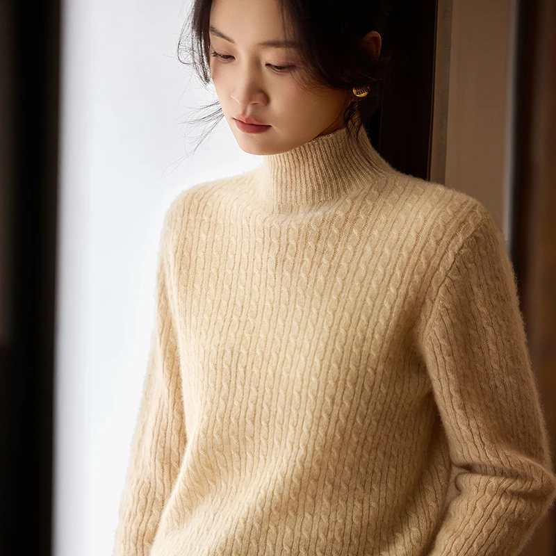经典扭花~加厚款 100%纯羊毛衫 25新款宽松显瘦毛衣针织打底衫女