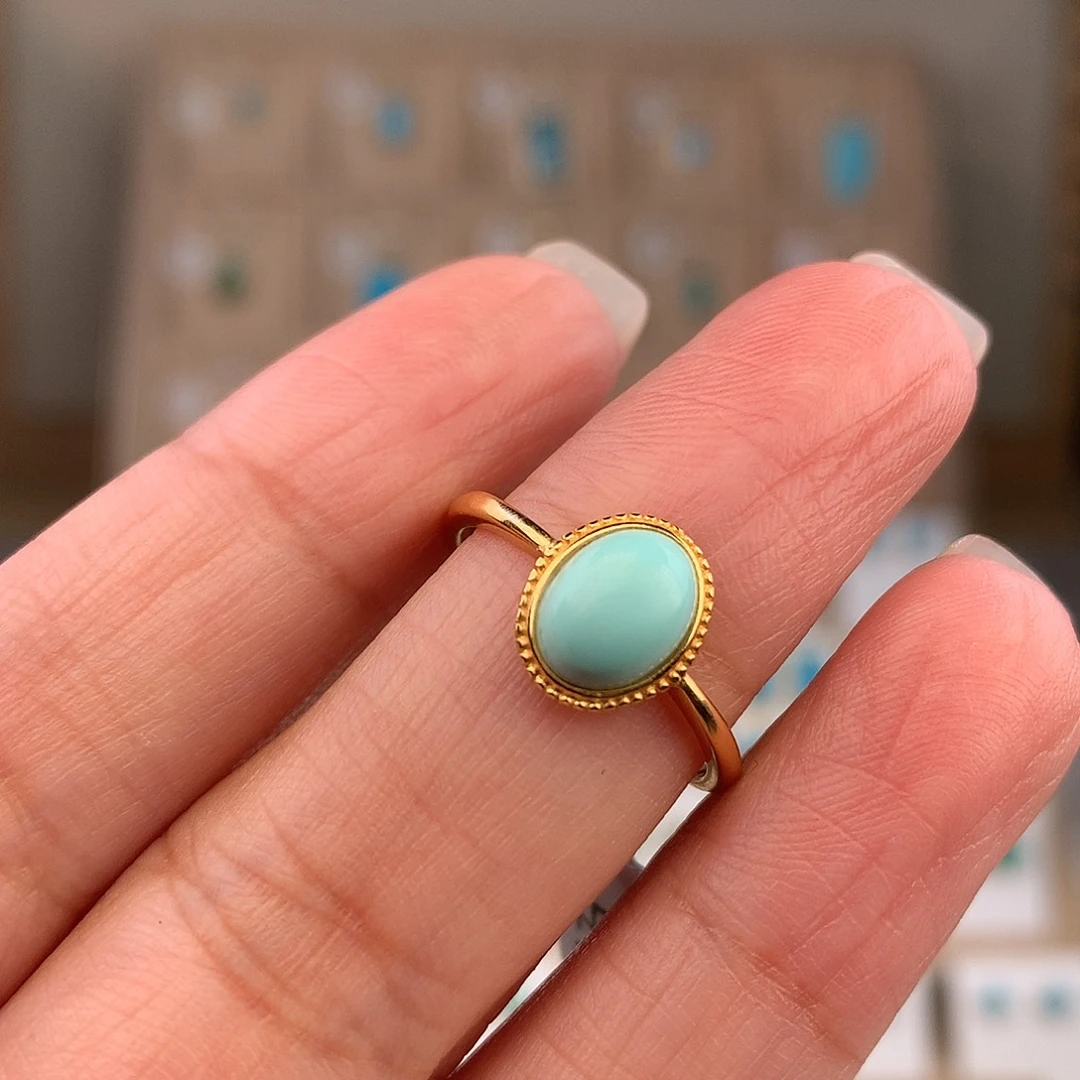 绿松石银S925镶嵌戒指