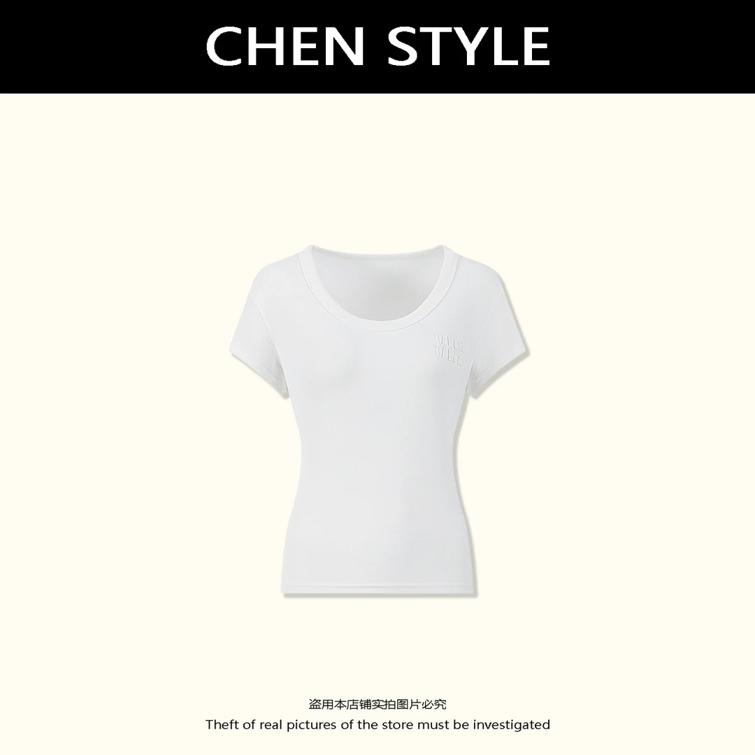 楚楚君【高端T】夏季圆领百搭立体字母短袖T恤T54178
