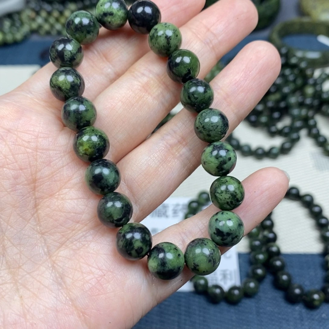 未镶嵌蛇纹石玉手链燕**?10mm药王石