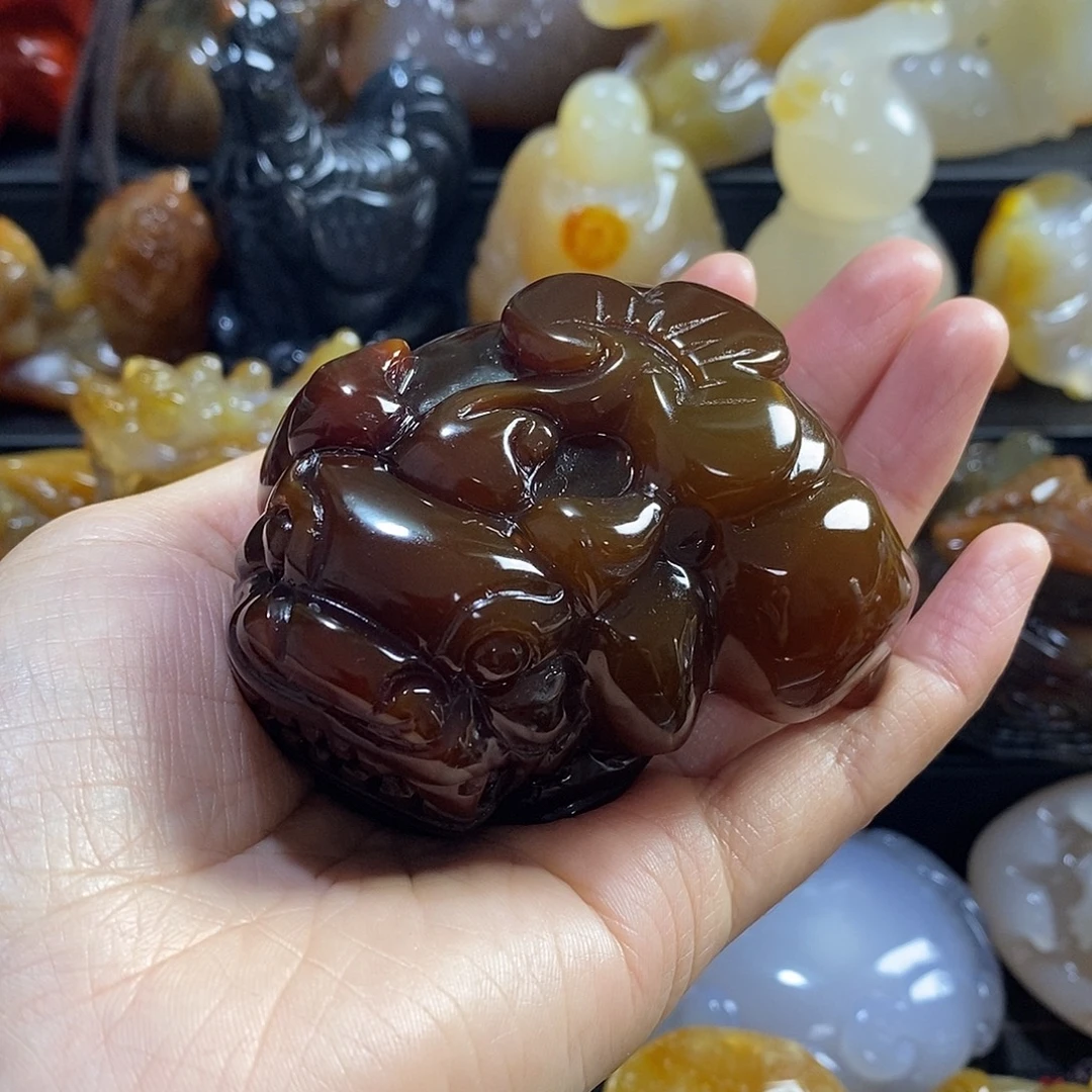 语***墨玛瑙/玉髓未镶嵌手把件