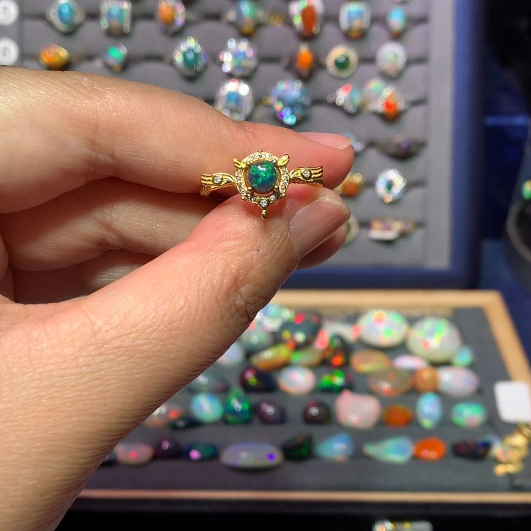 欧泊戒指款式银S925镶嵌