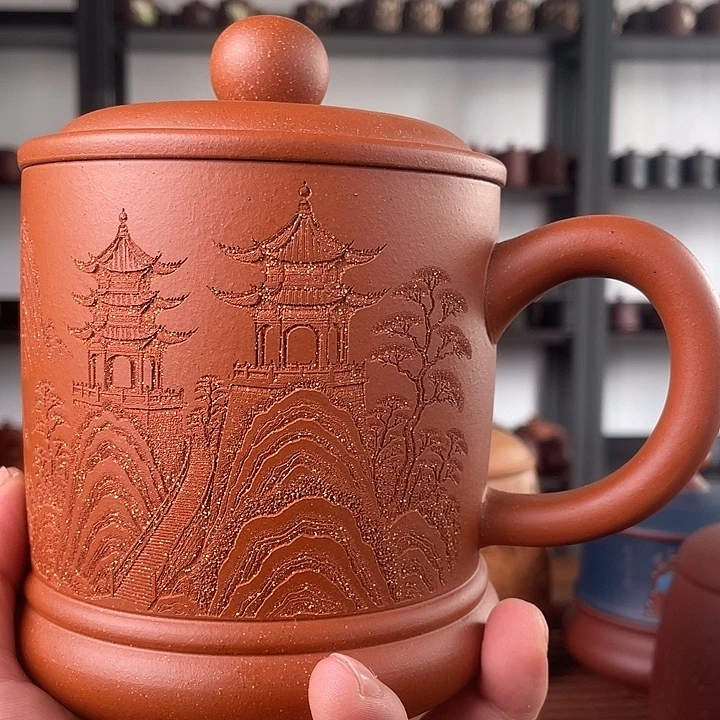 茶杯紫砂宜兴原矿紫砂盖杯