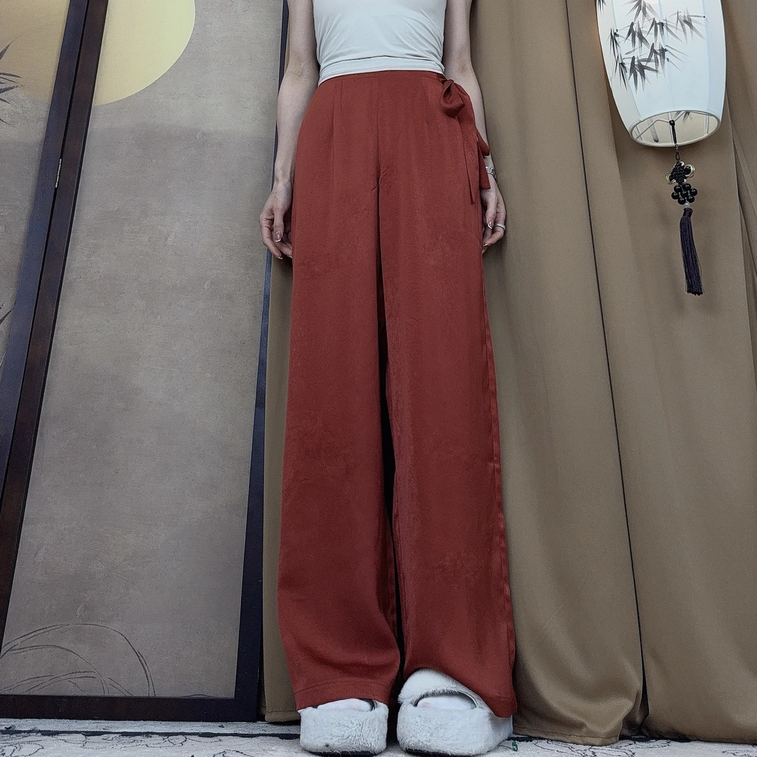 shishi醋酸断面直筒修饰腿型舞蹈裤