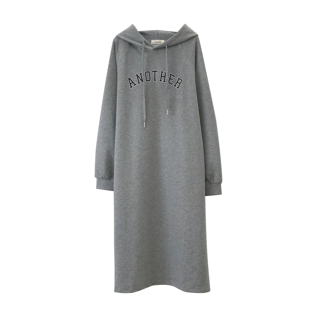 泡菜韩系字母卫衣裙~孕妇春秋大码宽松连帽连衣裙时尚休闲裙长裙