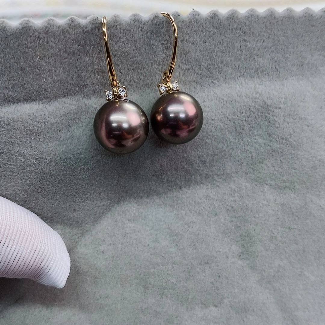 18K金镶嵌耳饰海水珍珠10-11