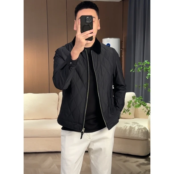 9802-T&F丝绒翻领复古夹棉夹克棉服简约百搭