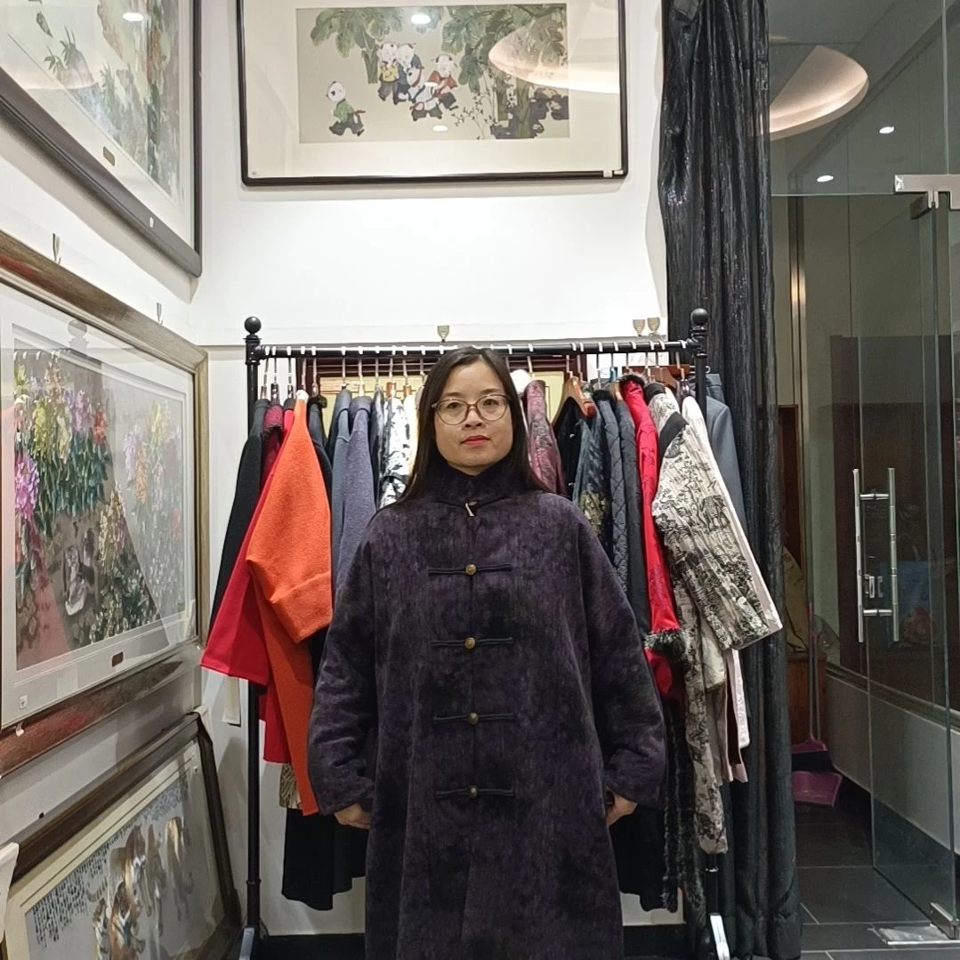 【闪购商品】刺绣扎染紫长款棉服