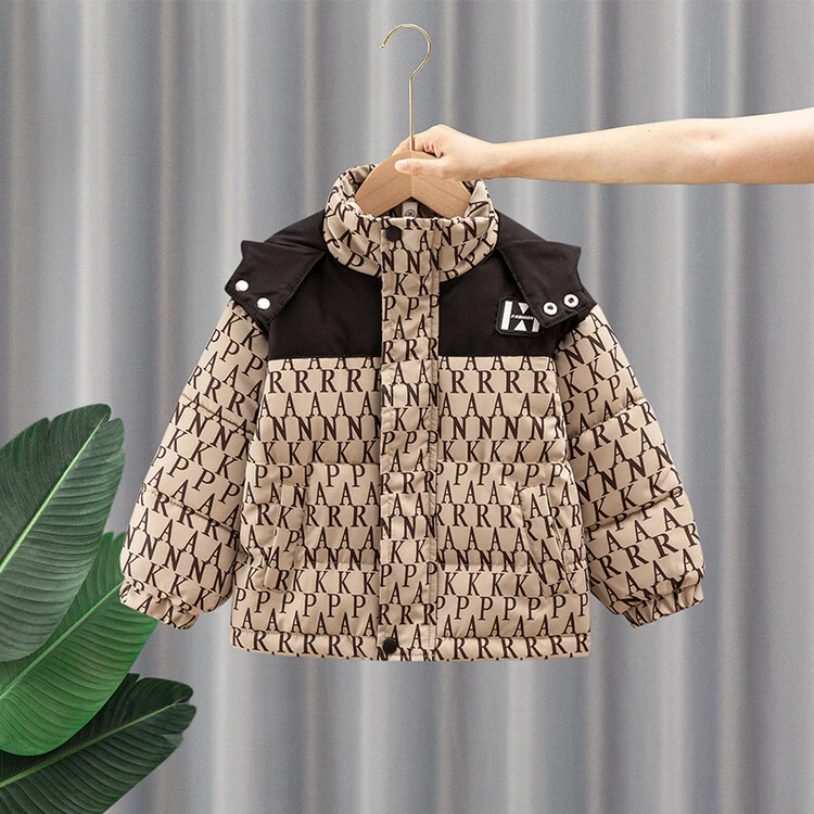 【安心】儿童童装洋气加厚冬季冬装上衣男童韩版时尚保暖满印童秋冬