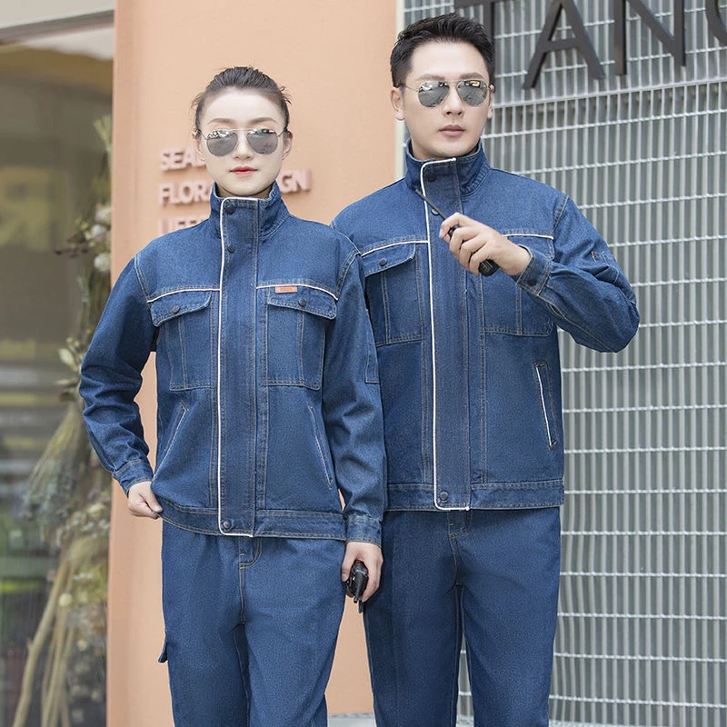 牛仔工作服加厚耐磨防烫电焊工男装耐磨建筑工地电工劳保服