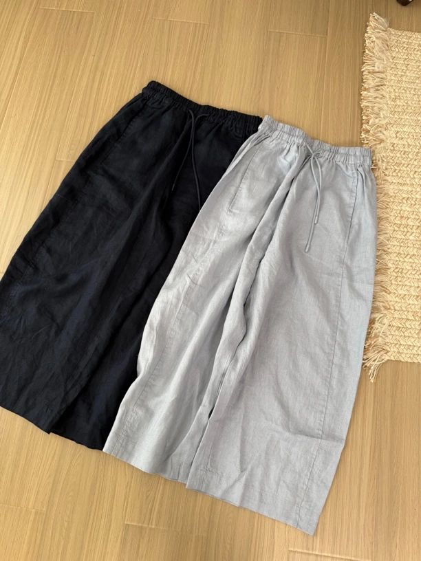 苏晨 夏季松弛老钱感宽松九分亚麻休闲裤