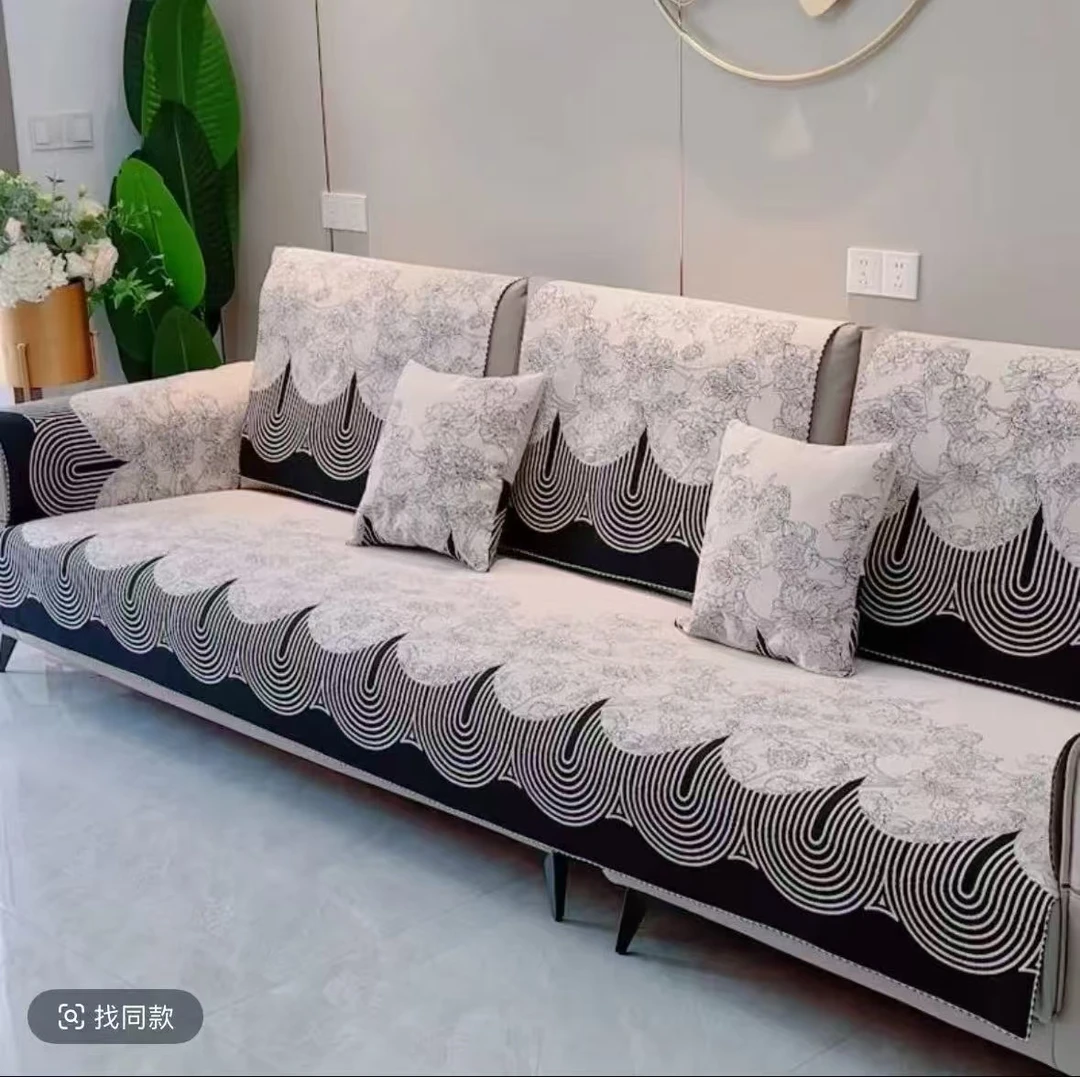 轻奢雪尼尔沙发垫四季通用高级感加厚防滑沙发居家沙发垫