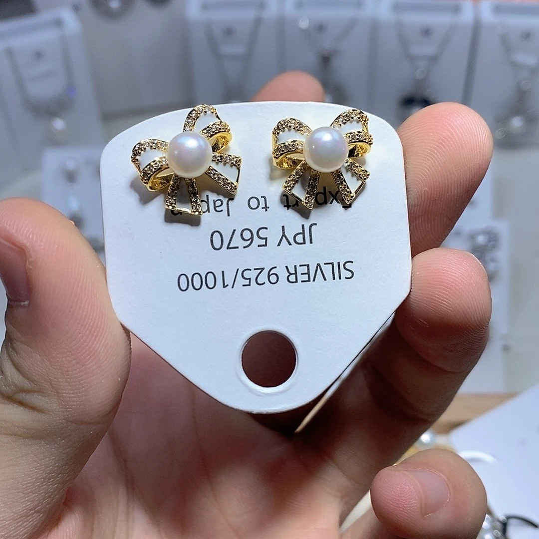 淡水珍珠耳坠银S925镶嵌